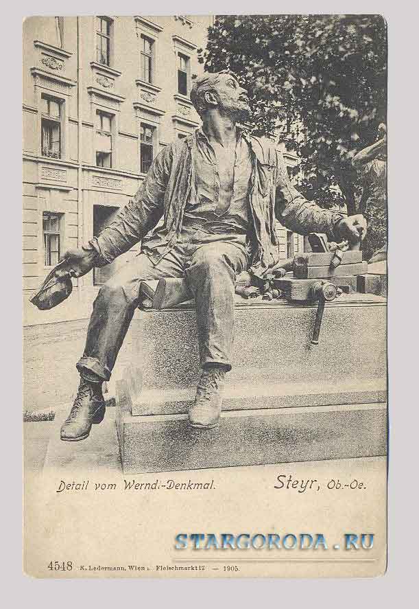 Steyr. Monument Wernadl, the inventor of fire arms in Austria Steyr. Monument Wernadl, the inventor of fire arms in Austria