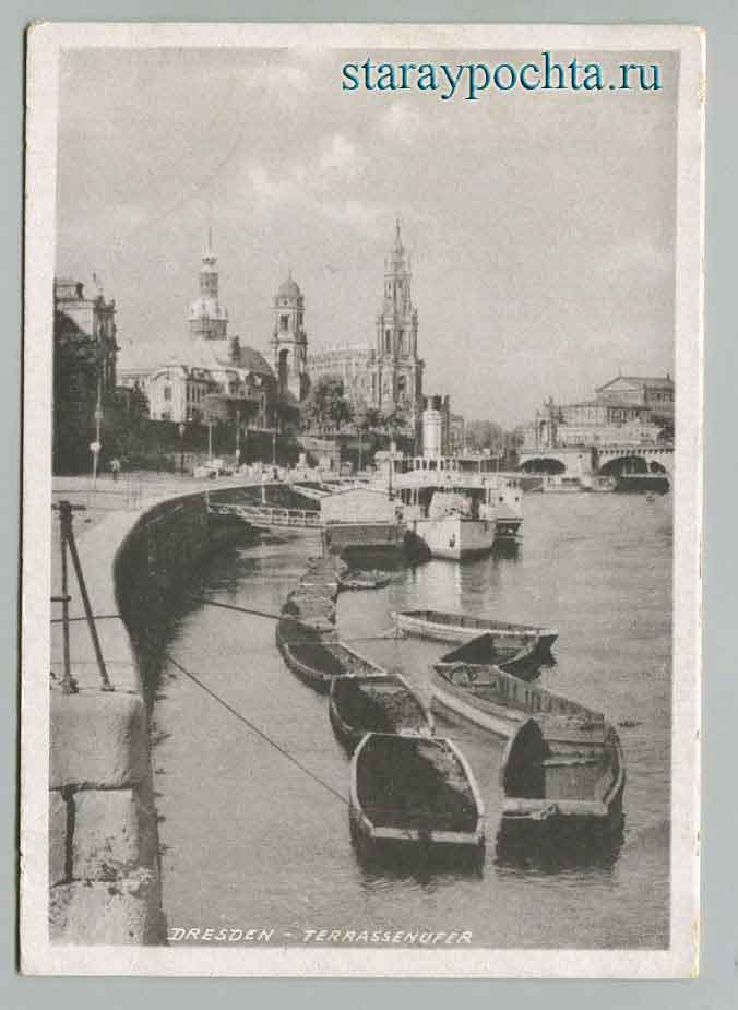 Дрезден. Terrassenufer Открытка - Дрезден. Terrassenufer